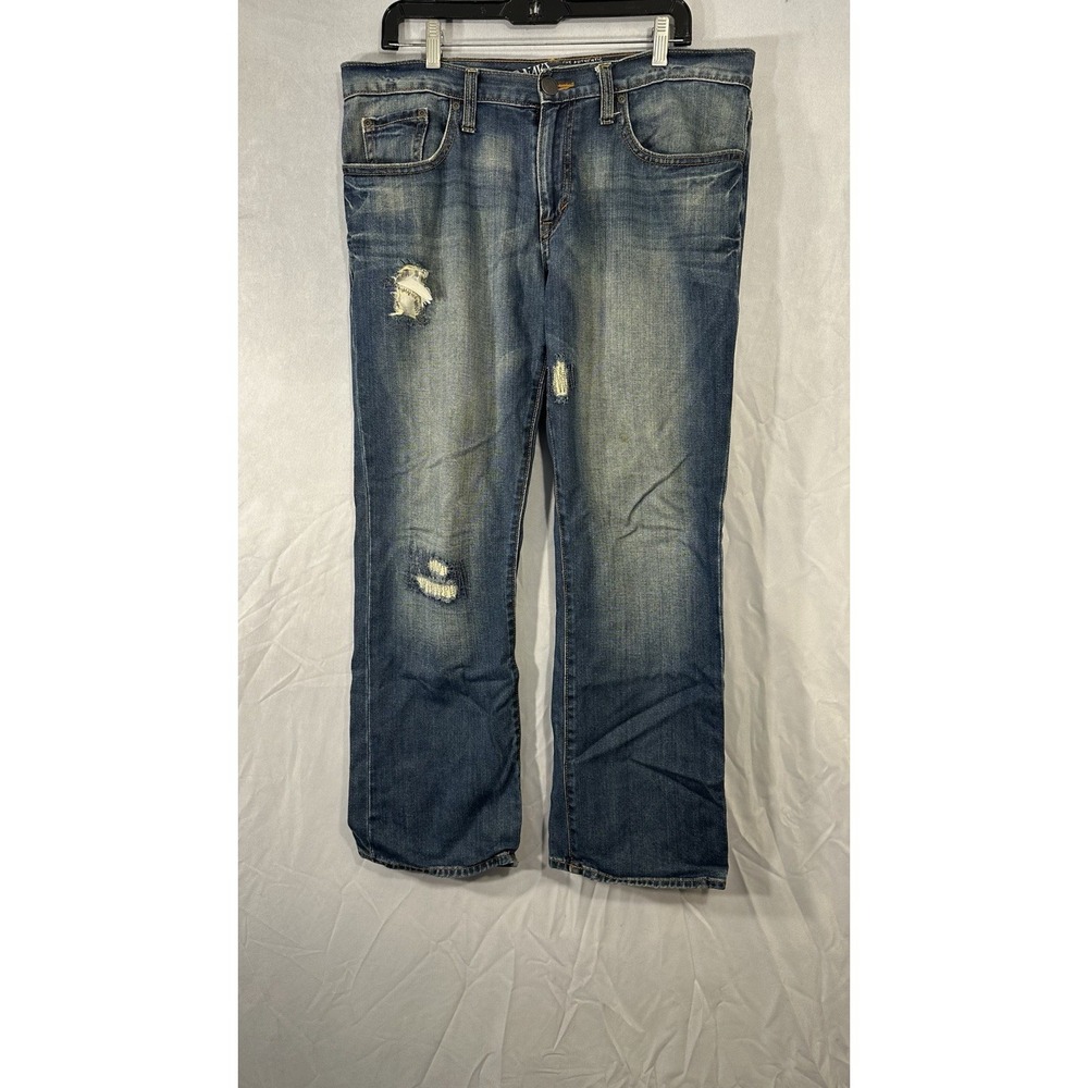 old‎ navy Blue jeans men Size TRUE 36x28 Medium Wash Pants Distressed
